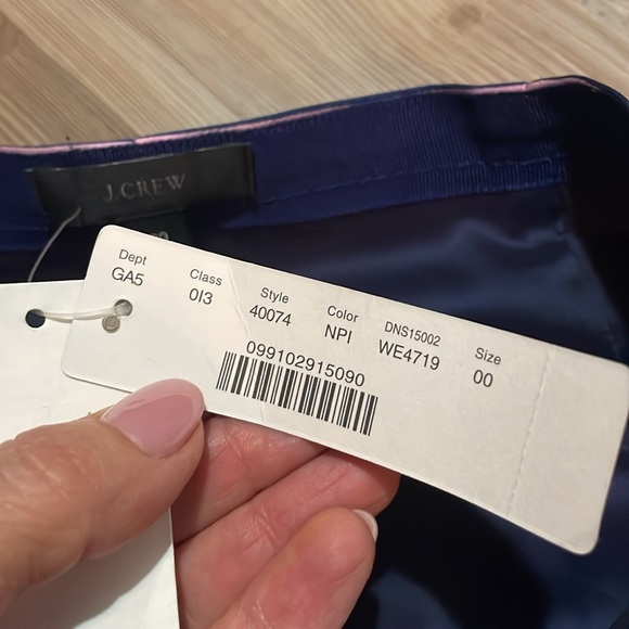 J. Crew Pencil Skirt Wrap Pink Navy Striped Size 00 Silk blend Classy Trendy NWT - Picture 5 of 13